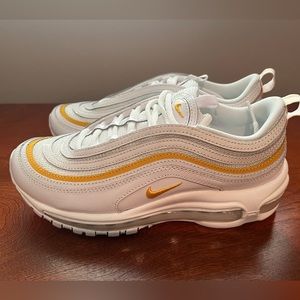 Nike Air Max 97- White/University Gold. Size 7.5